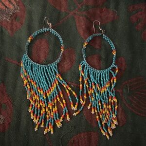 Colorful Beaded Hoop Earrings